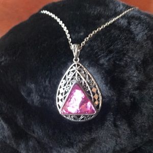Purple stone with filigree silver necklace